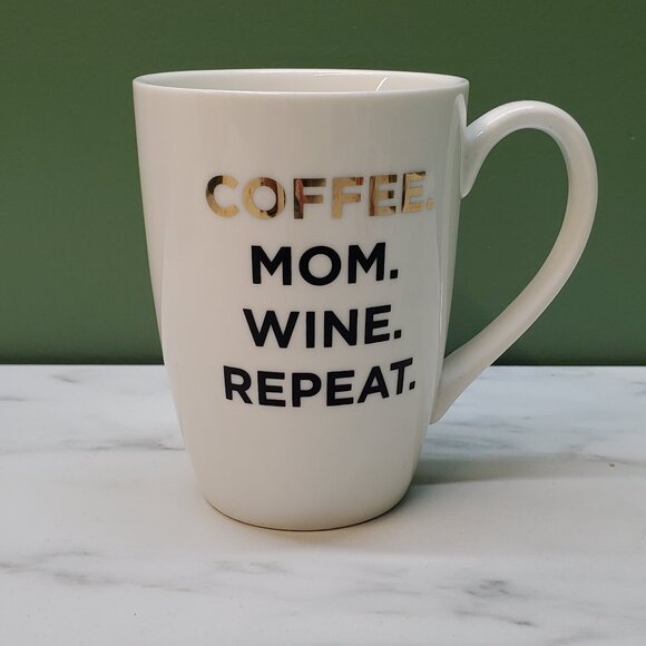 Mug- Gold Lettering Coffee. Black lettering Mom. Wine. Repeat - Indigo Brand - Picture 2 of 7